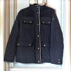 LAUREN RALPH LAUREN Corduroy Trim Quilted Jacket in Navy Size S